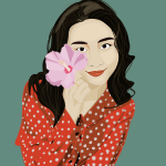 Illustration personnalisée fille fleur