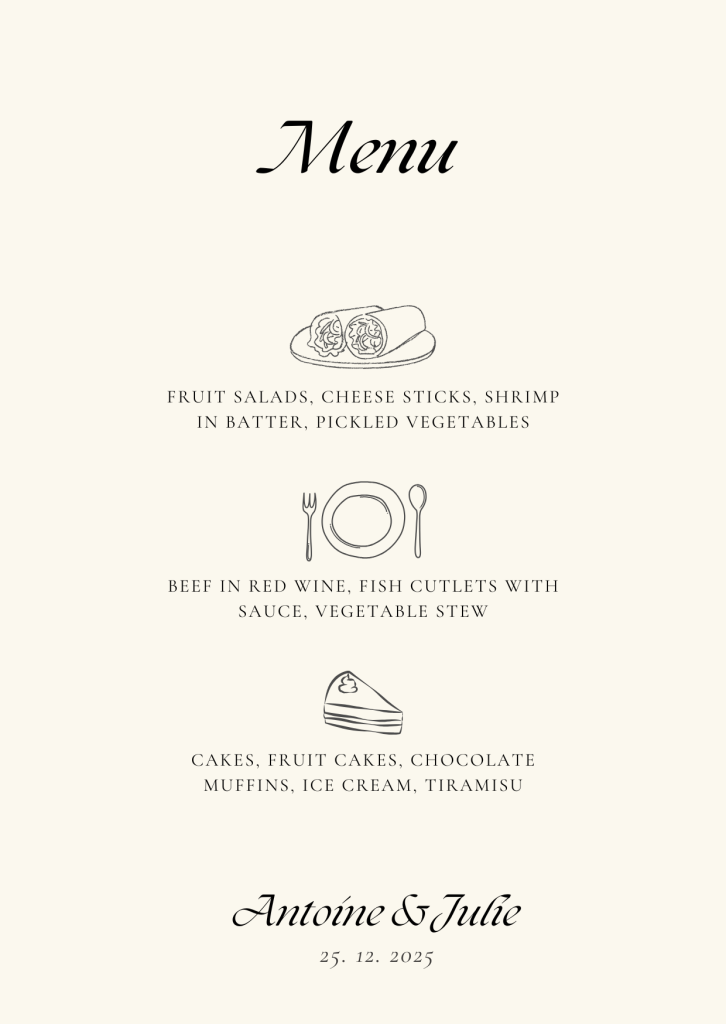 menu rose