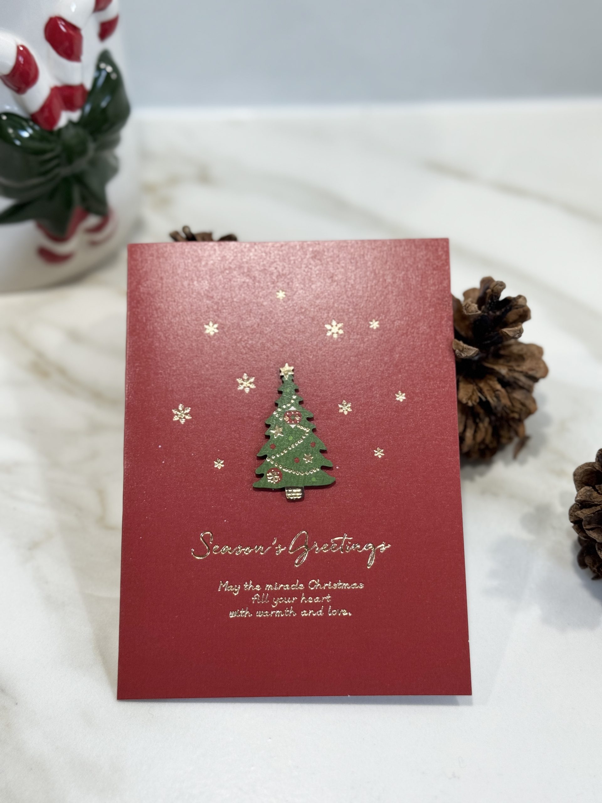 Cartes de vœux - Chaleur Forestière - rouge-sapin